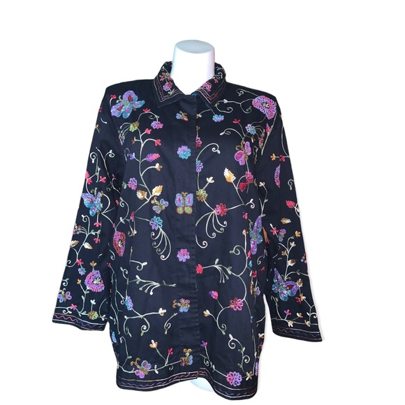 The Quacker Factory Sequins Shacket Button-Down Jacket, Size 1X - Picture 1 of 16